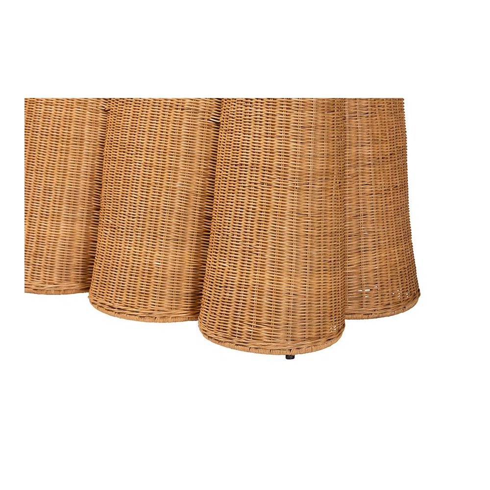 Palm Bohemian Honey Scallop Rattan Console Table