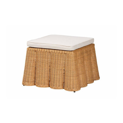 Palm Bohemian Honey Scallop Rattan Ottoman
