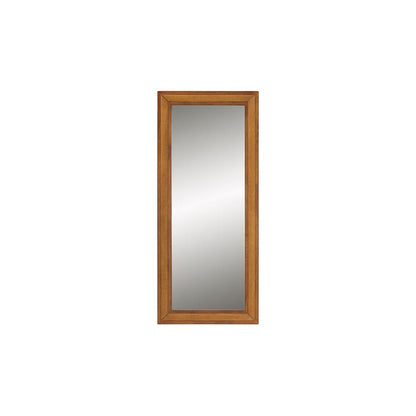 Rowanne Mid-Century Modern Walnut Brown Rubberwood and Rattan Frame Wall Mirror