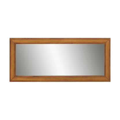 Rowanne Mid-Century Modern Walnut Brown Rubberwood and Rattan Frame Wall Mirror