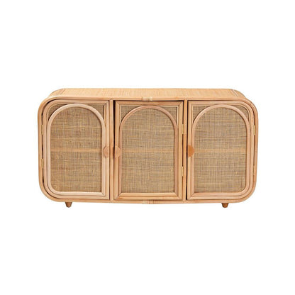 Evania Bohemian Natural Rattan 3-Door Storage Cabinet
