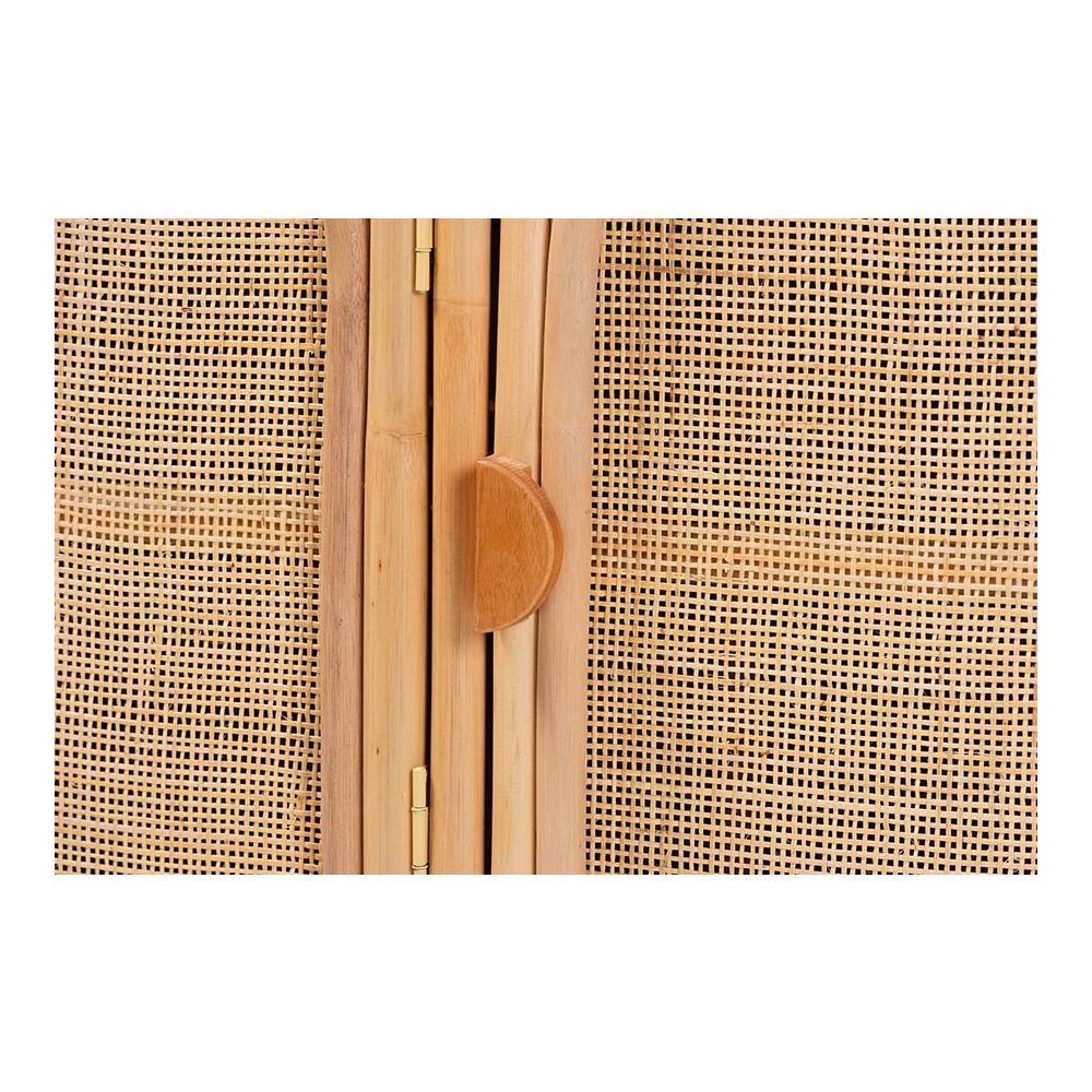 Evania Bohemian Natural Rattan 3-Door Storage Cabinet
