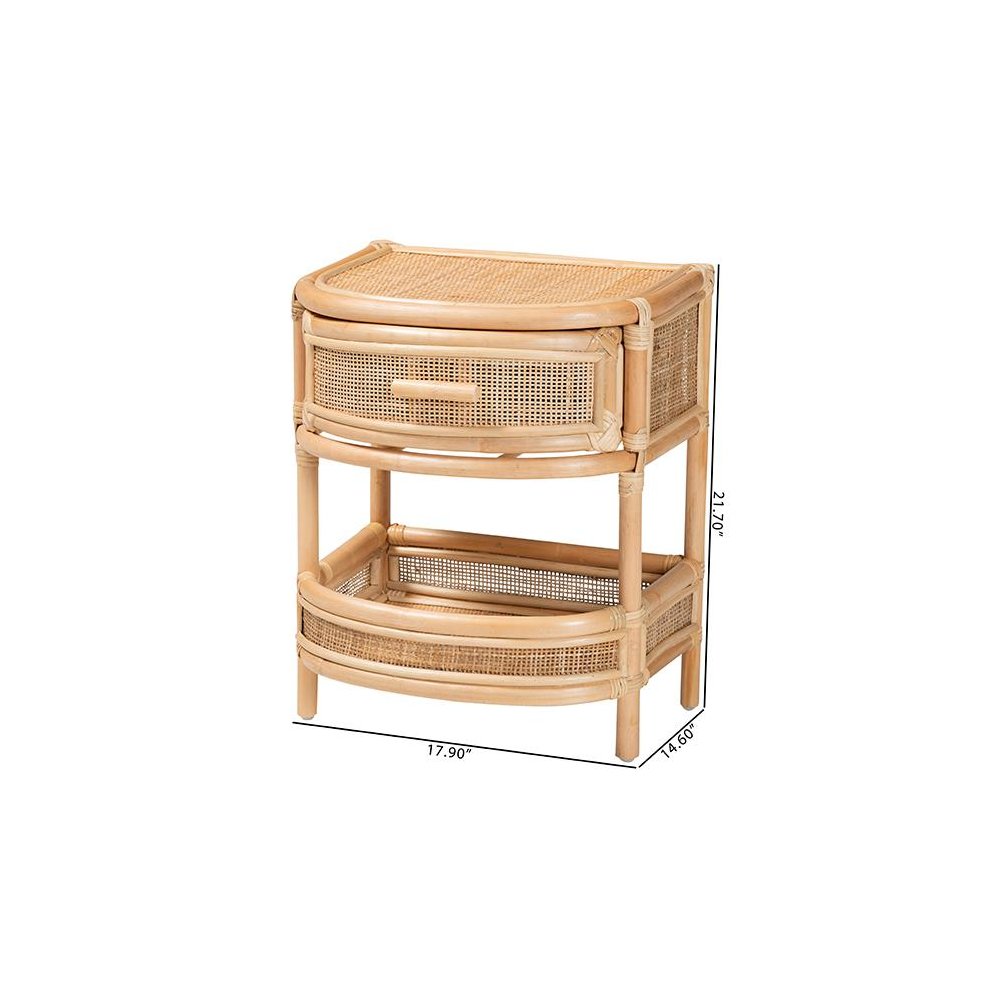 Divitia Bohemian Natural Rattan 1-Drawer Nightstand