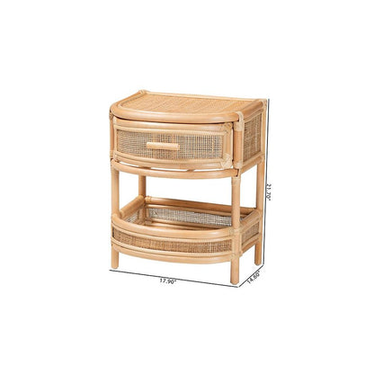 Divitia Bohemian Natural Rattan 1-Drawer Nightstand