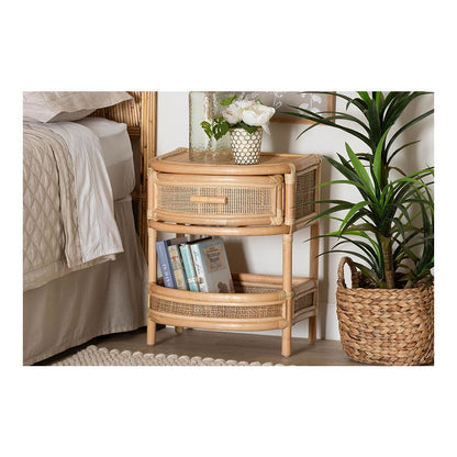 Divitia Bohemian Natural Rattan 1-Drawer Nightstand