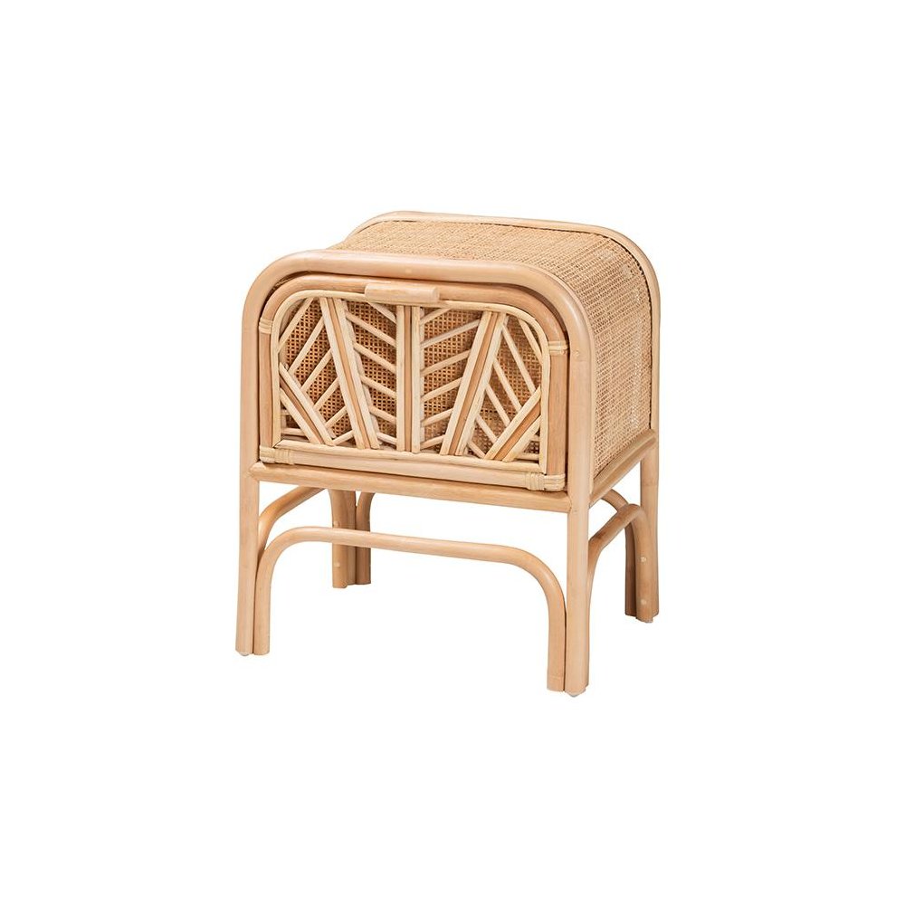 Carabella Bohemian Natural Rattan 1-Drawer Nightstand