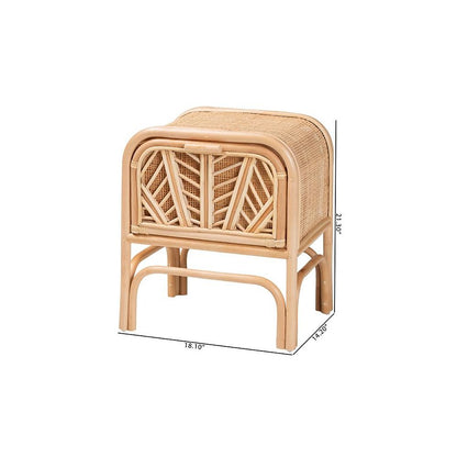 Carabella Bohemian Natural Rattan 1-Drawer Nightstand