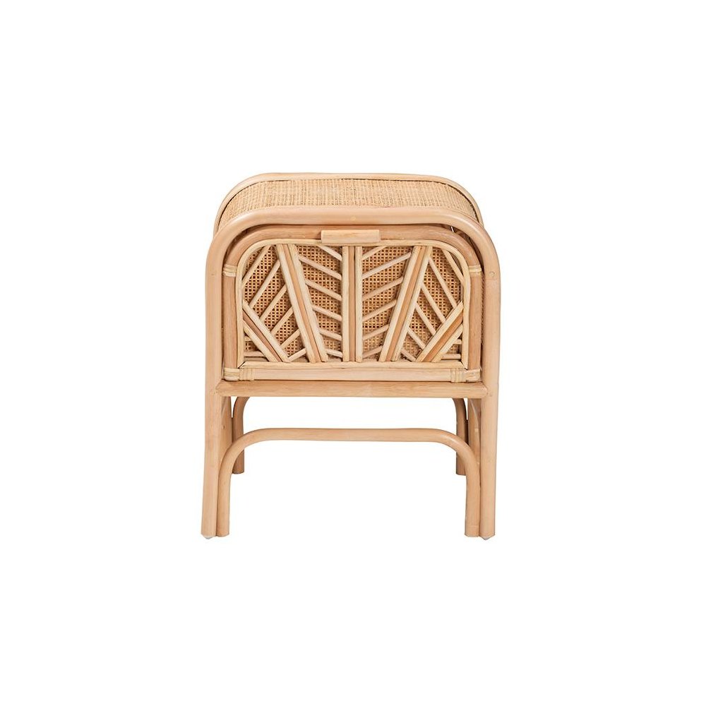 Carabella Bohemian Natural Rattan 1-Drawer Nightstand