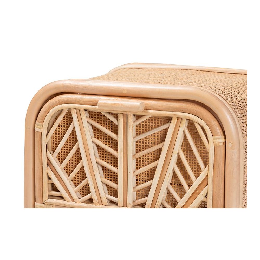 Carabella Bohemian Natural Rattan 1-Drawer Nightstand