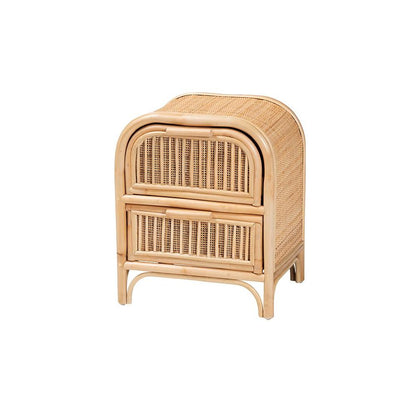 Adrika Bohemian Natural Rattan 2-Drawer Nightstand