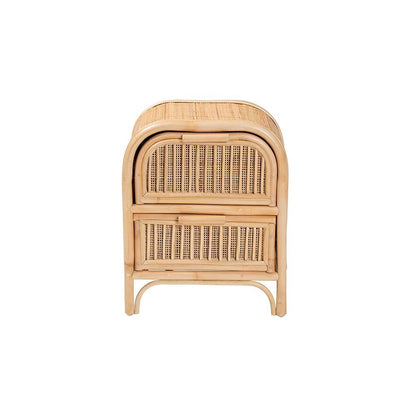 Adrika Bohemian Natural Rattan 2-Drawer Nightstand