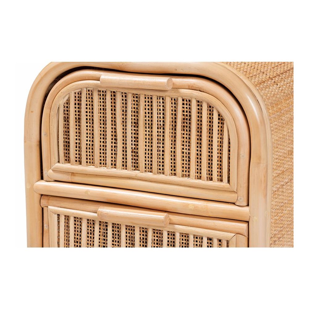 Adrika Bohemian Natural Rattan 2-Drawer Nightstand