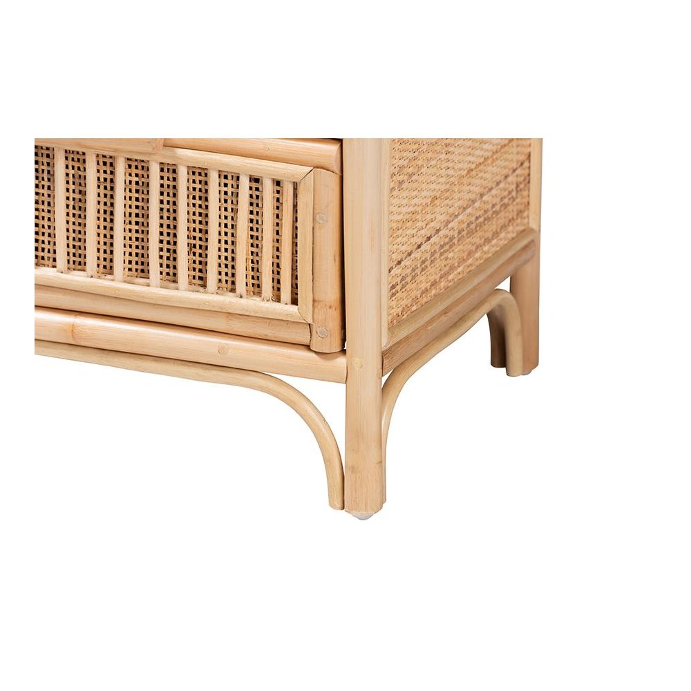 Adrika Bohemian Natural Rattan 2-Drawer Nightstand