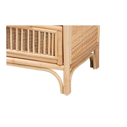 Adrika Bohemian Natural Rattan 2-Drawer Nightstand
