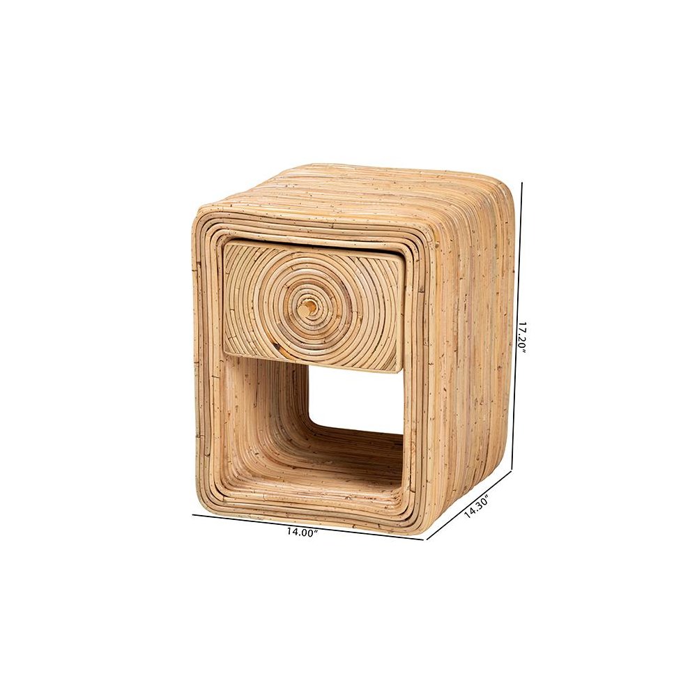 Rosina Bohemian Natural Rattan 1-Drawer Nightstand