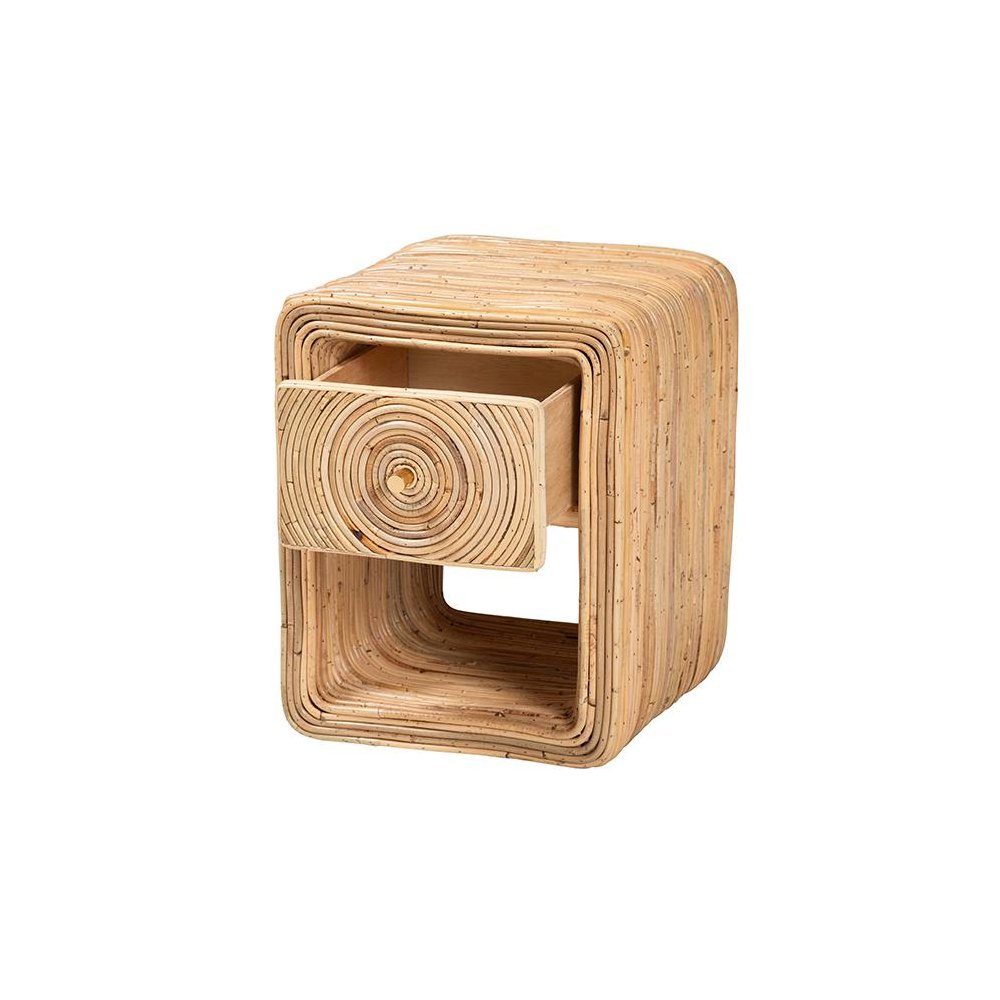 Rosina Bohemian Natural Rattan 1-Drawer Nightstand