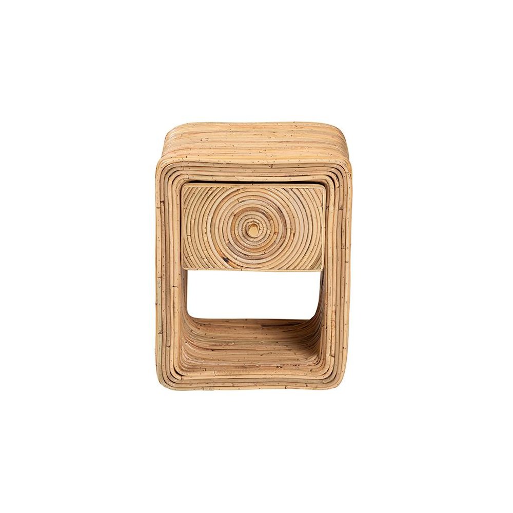 Rosina Bohemian Natural Rattan 1-Drawer Nightstand