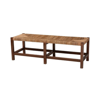 Liza Bohemian Natural Seagrass and Wood Accent Bench