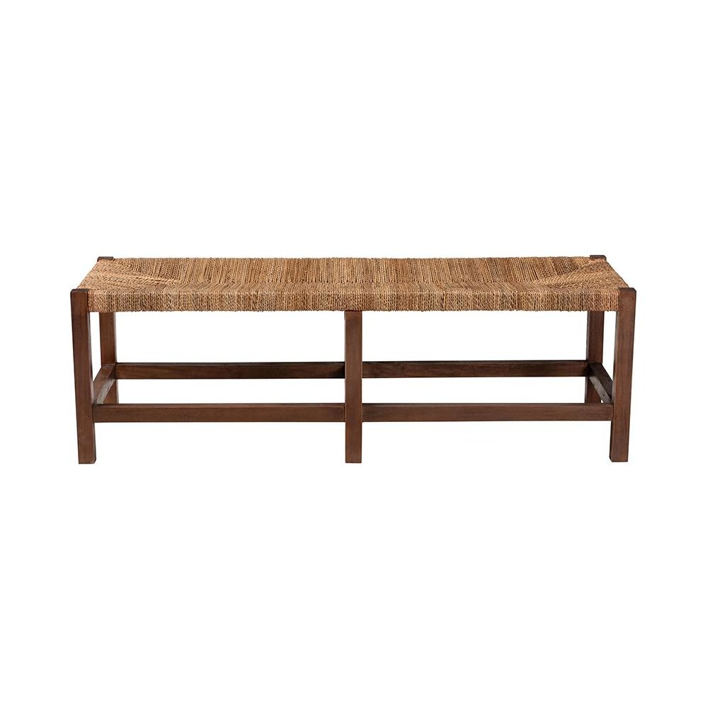 Liza Bohemian Natural Seagrass and Wood Accent Bench