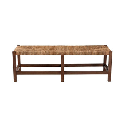 Liza Bohemian Natural Seagrass and Wood Accent Bench