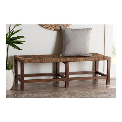 Liza Bohemian Natural Seagrass and Wood Accent Bench