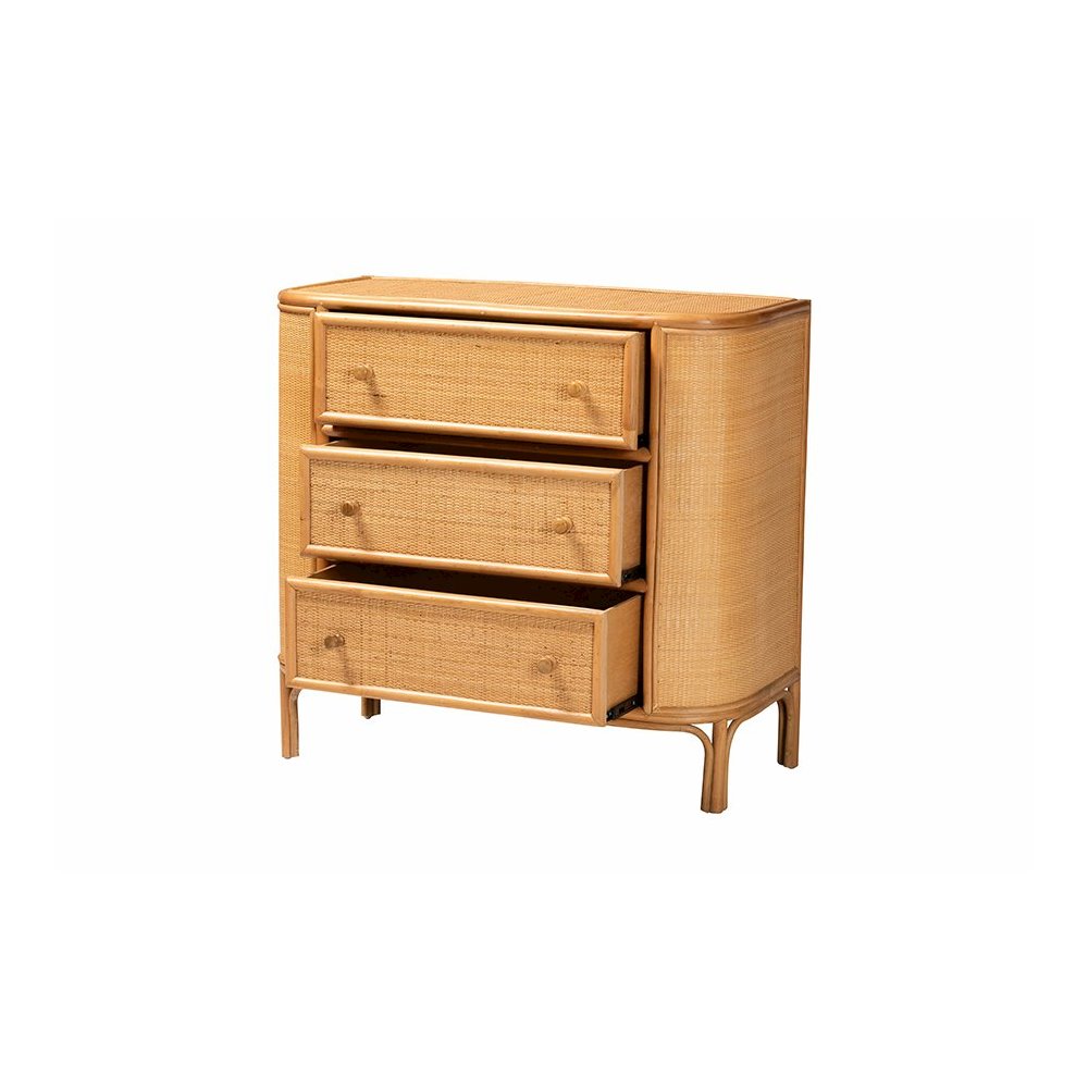 Radenza Bohemian Light Honey Rattan 3-Drawer Storage Cabinet