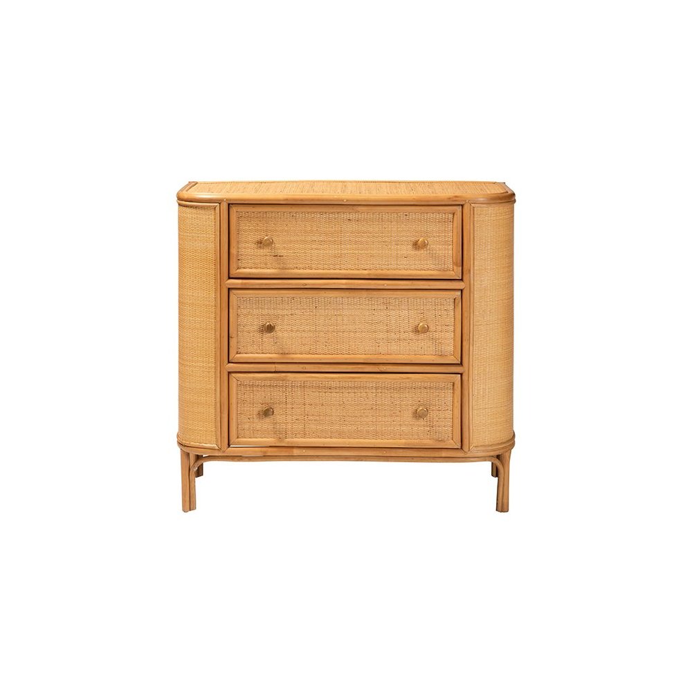 Radenza Bohemian Light Honey Rattan 3-Drawer Storage Cabinet