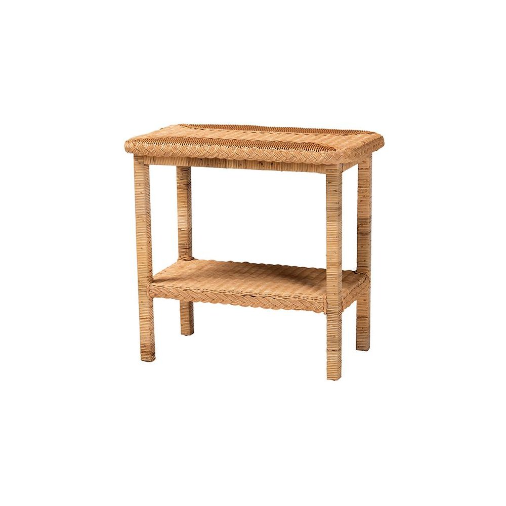 Minahasa Bohemian Light Honey Braided Rattan Side Table