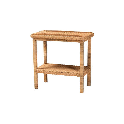 Minahasa Bohemian Light Honey Braided Rattan Side Table