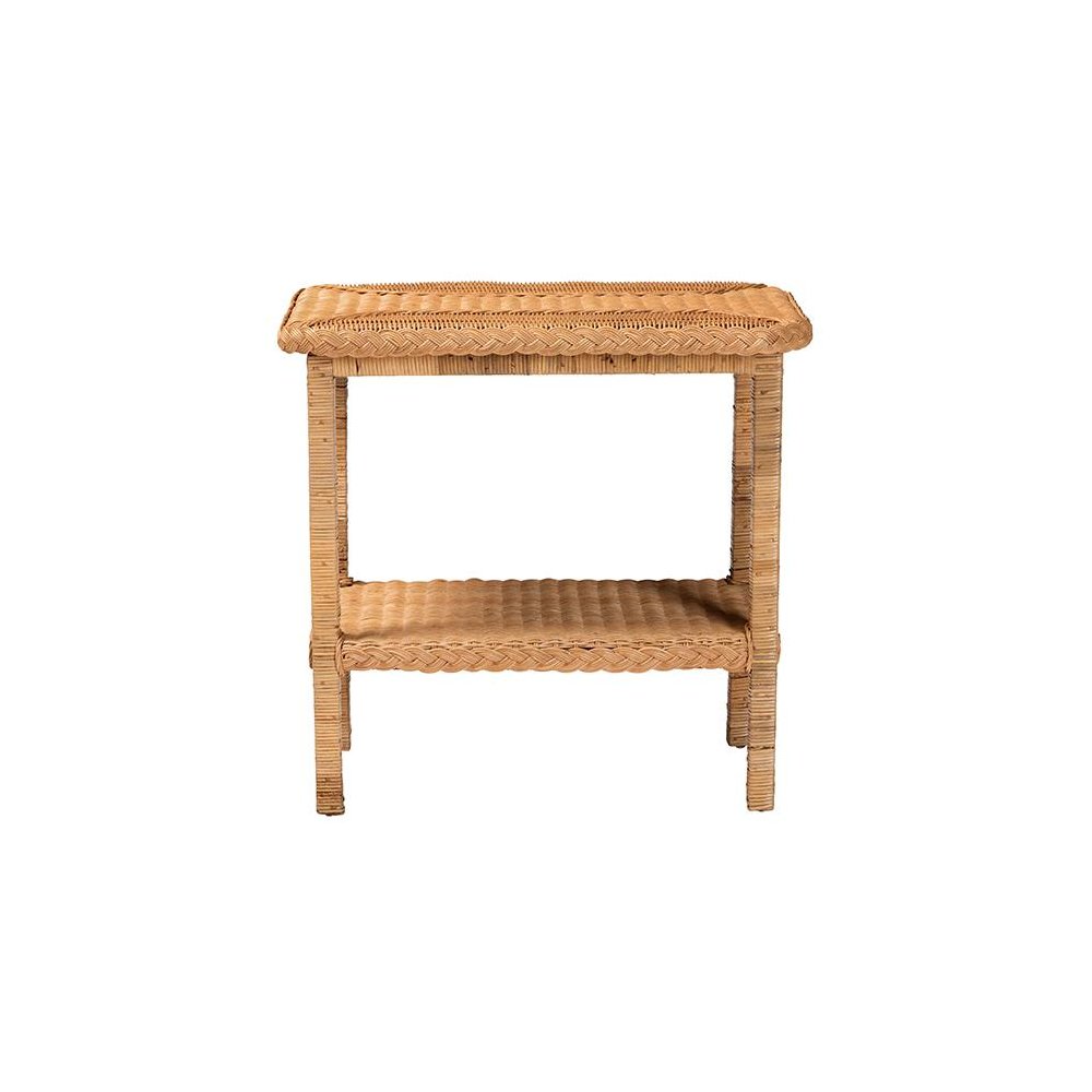 Minahasa Bohemian Light Honey Braided Rattan Side Table