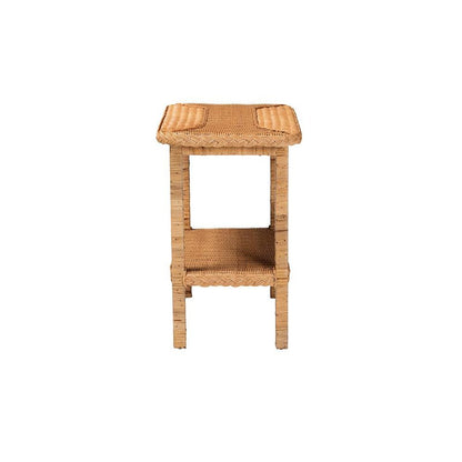 Minahasa Bohemian Light Honey Braided Rattan Side Table