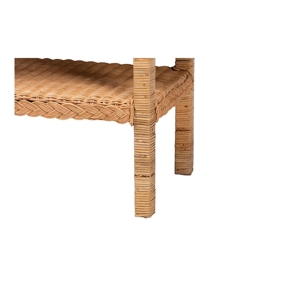 Minahasa Bohemian Light Honey Braided Rattan Side Table