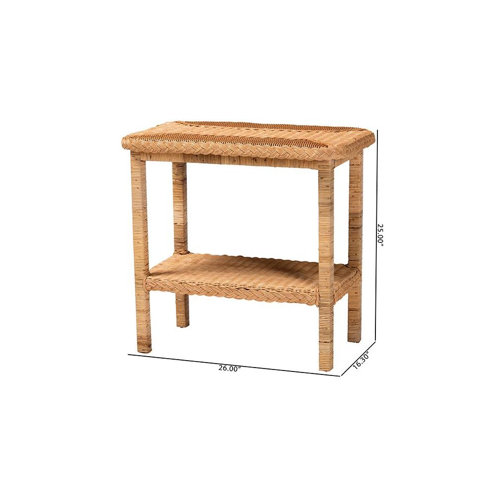 Minahasa Bohemian Light Honey Braided Rattan Side Table
