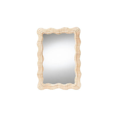Hasana Bohemian Natural Scallop Rattan Accent Wall Mirror