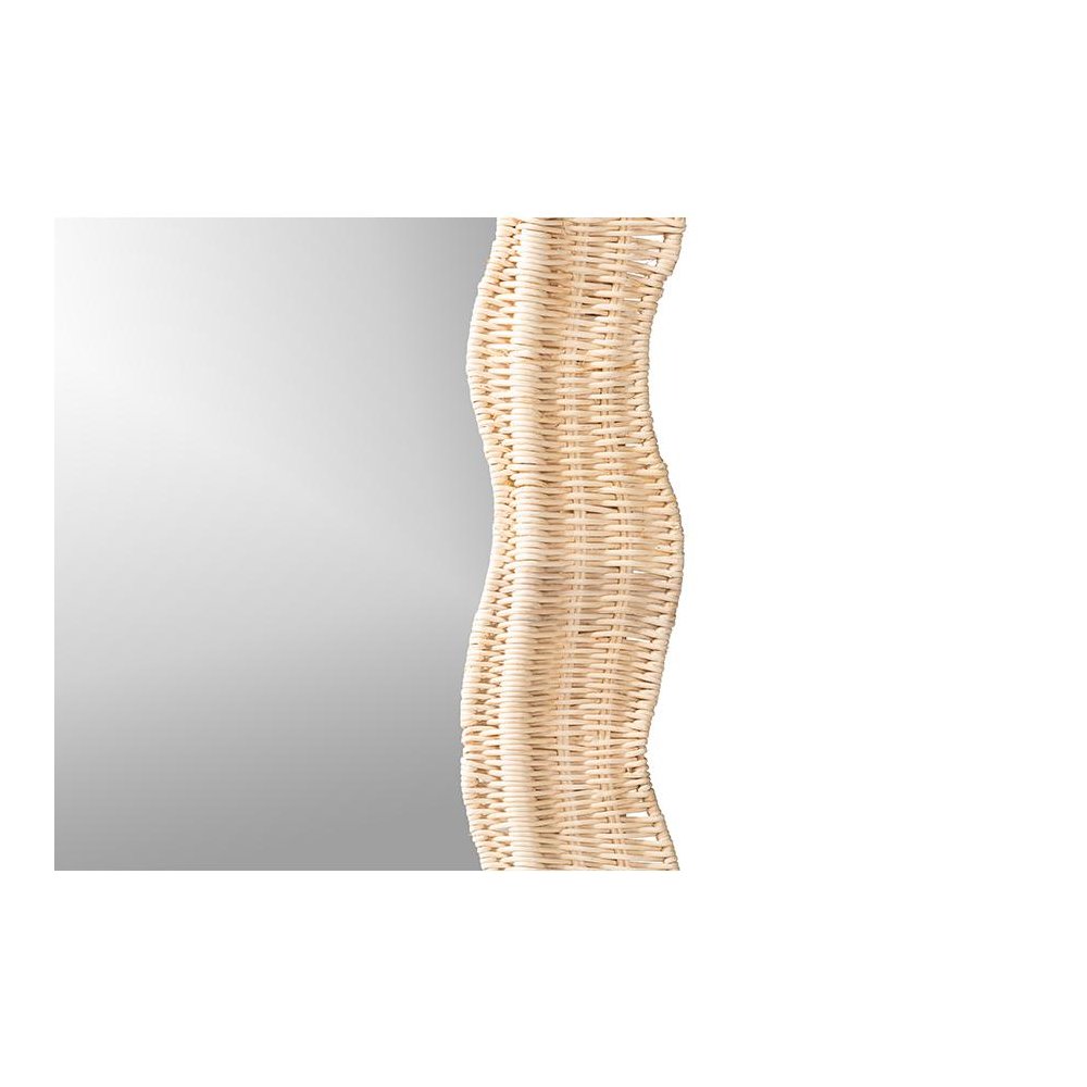Hasana Bohemian Natural Scallop Rattan Accent Wall Mirror
