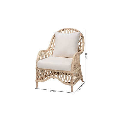 Florence Bohemian Ivory Braided Rattan Arm Chair