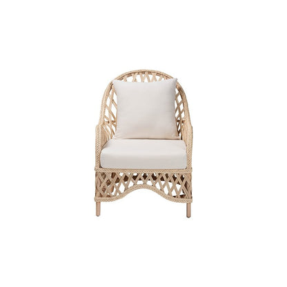 Florence Bohemian Ivory Braided Rattan Arm Chair