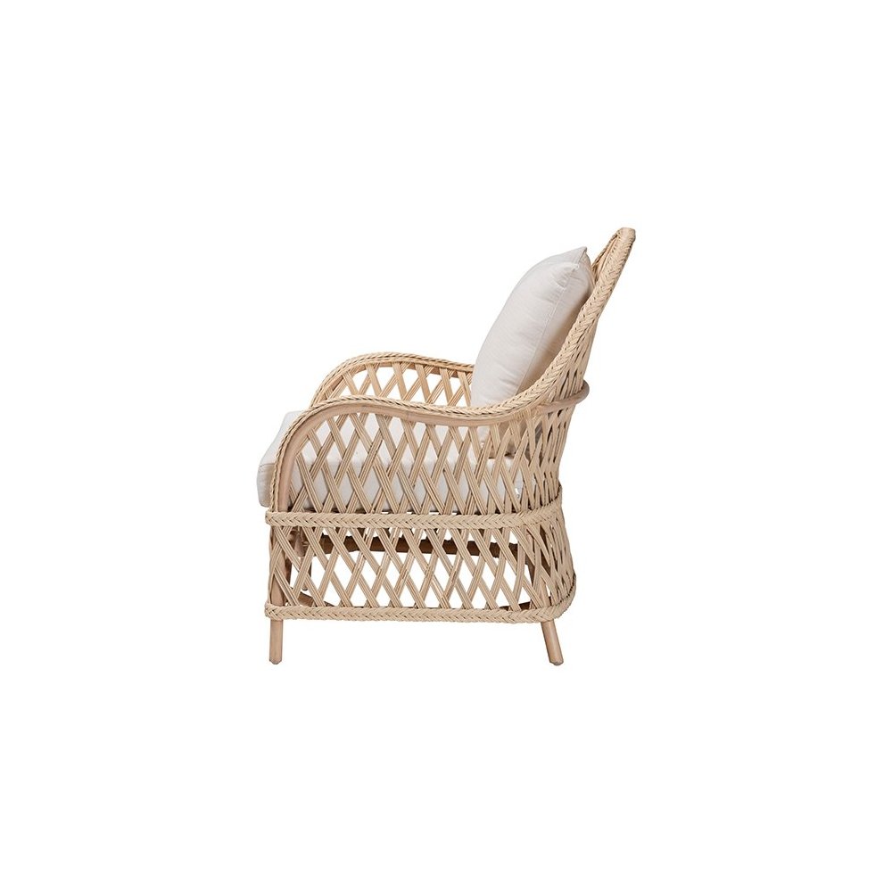 Florence Bohemian Ivory Braided Rattan Arm Chair