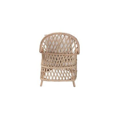Florence Bohemian Ivory Braided Rattan Arm Chair