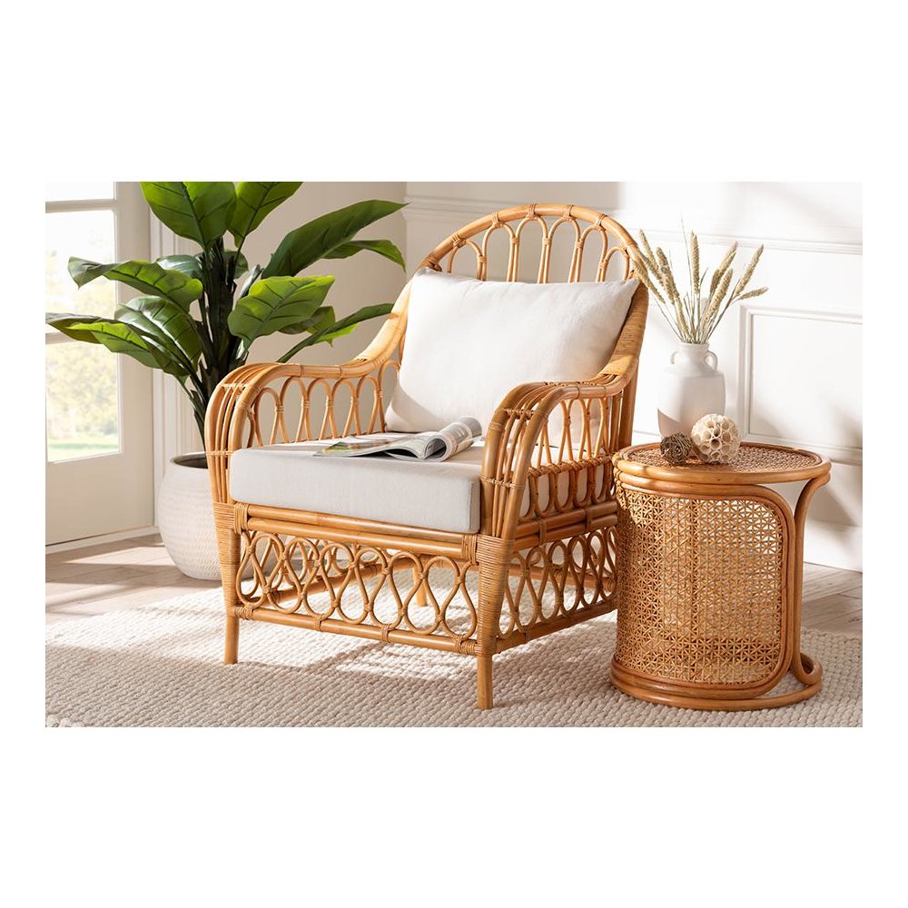 Reina Bohemian Light Honey Rattan Arm Chair