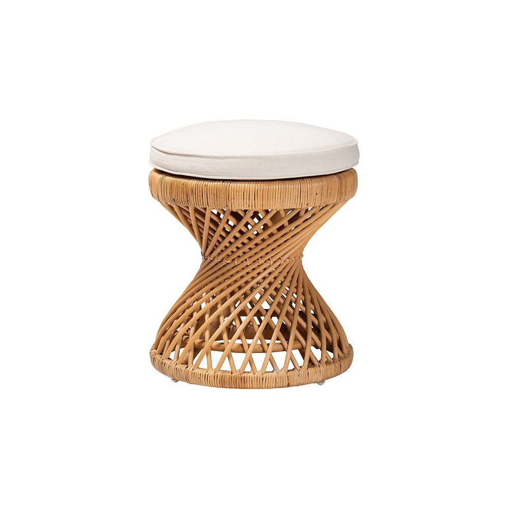 Borneo Bohemian Light Honey Rattan Footstool