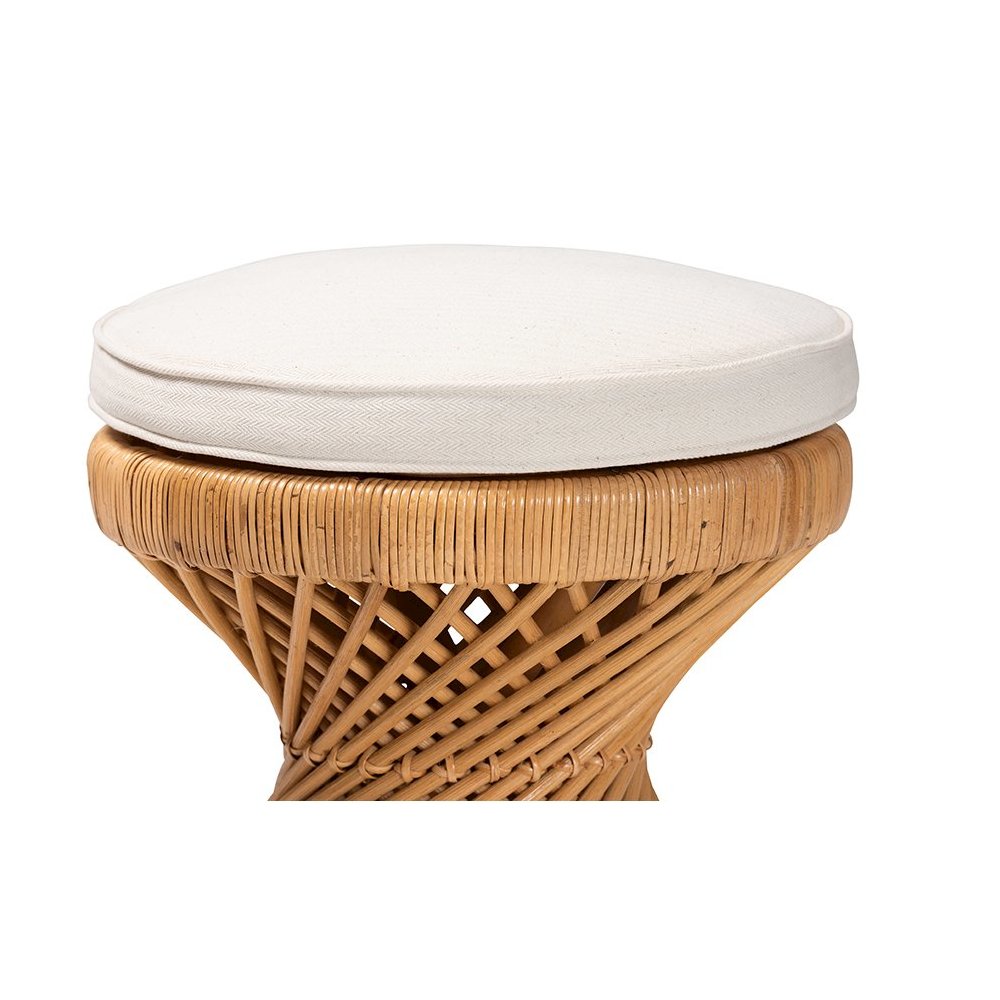 Borneo Bohemian Light Honey Rattan Footstool