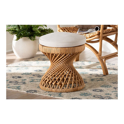 Borneo Bohemian Light Honey Rattan Footstool