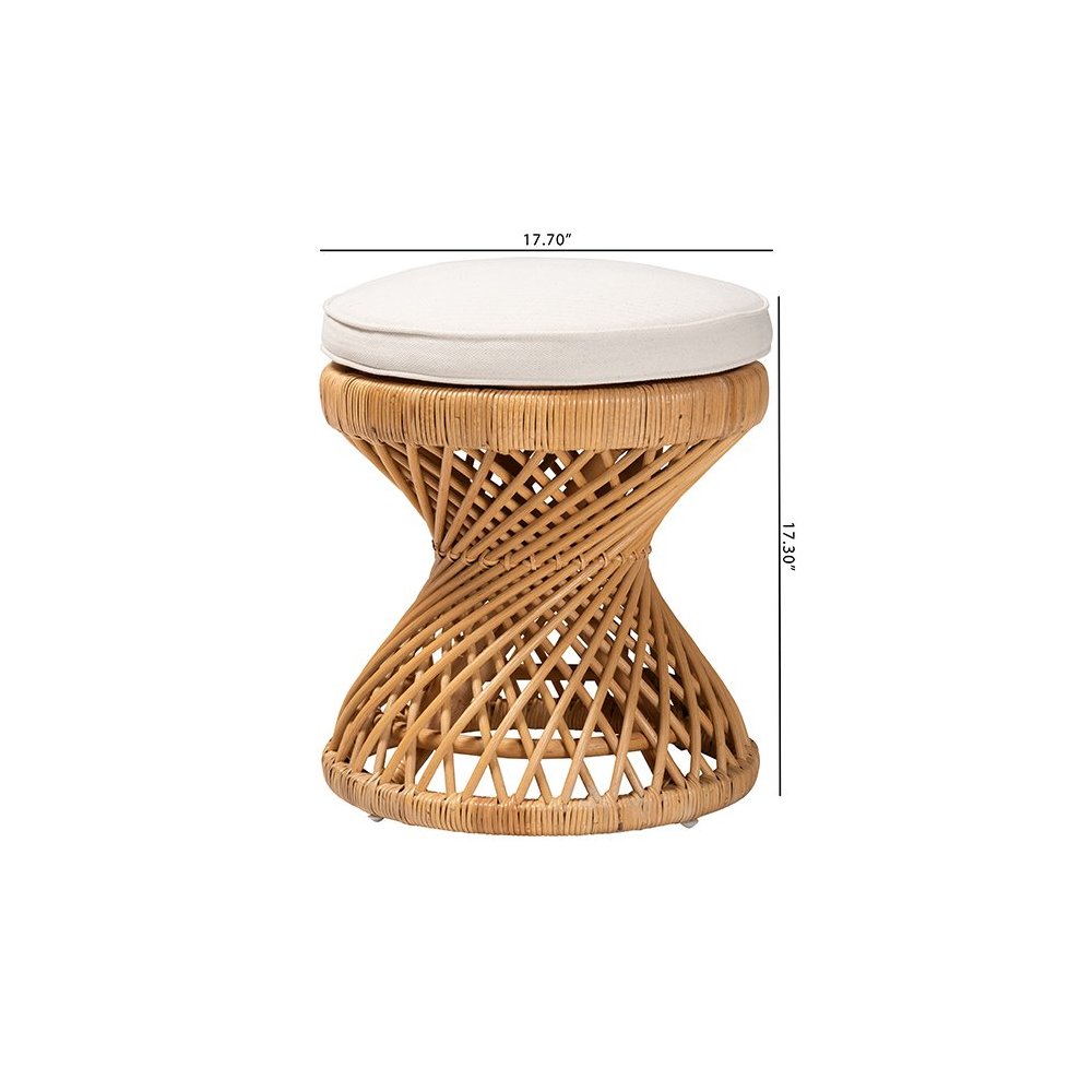 Borneo Bohemian Light Honey Rattan Footstool
