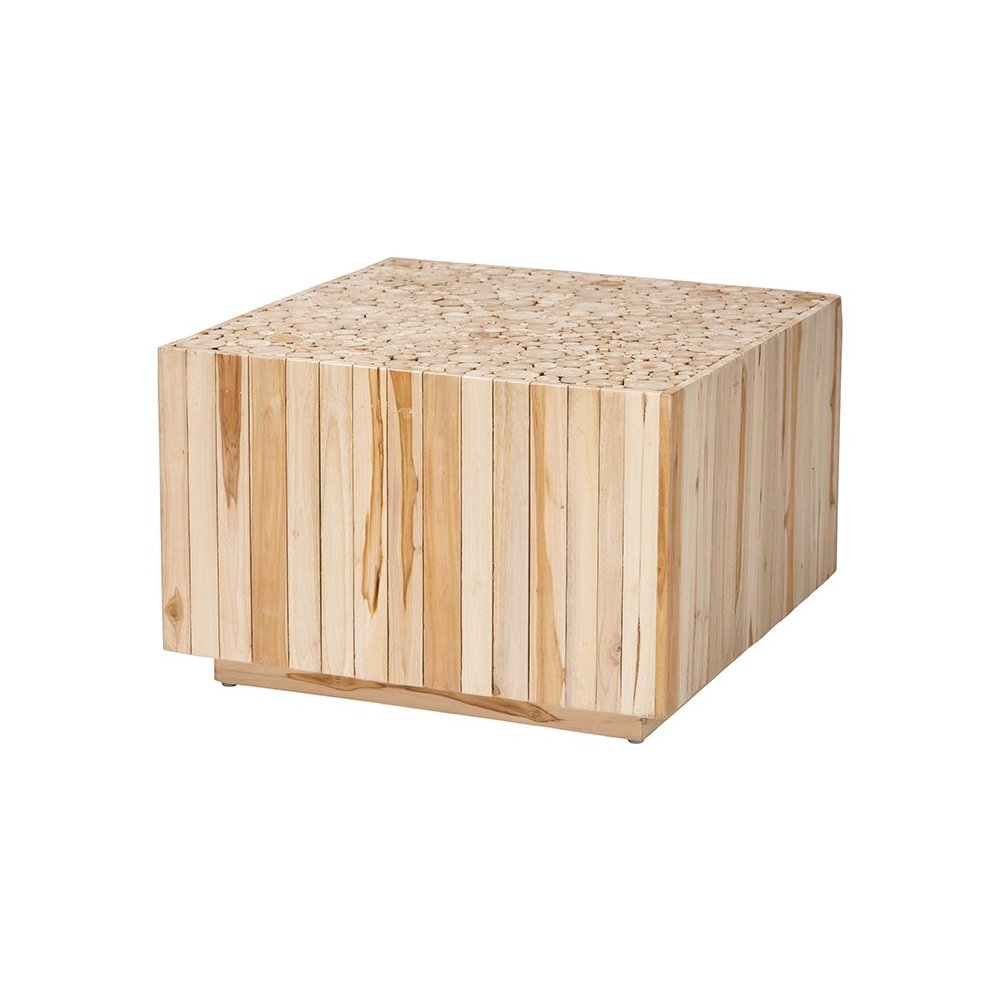 Bohemian Natural Teak Wood Coffee Table with Unique Repurposed Wood Logs