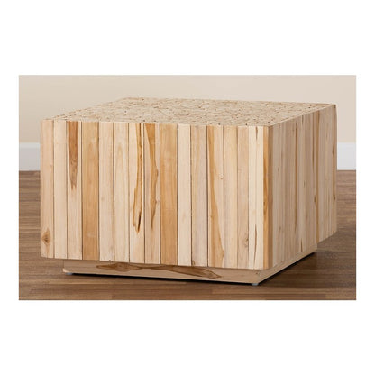 Bohemian Natural Teak Wood Coffee Table with Unique Repurposed Wood Logs