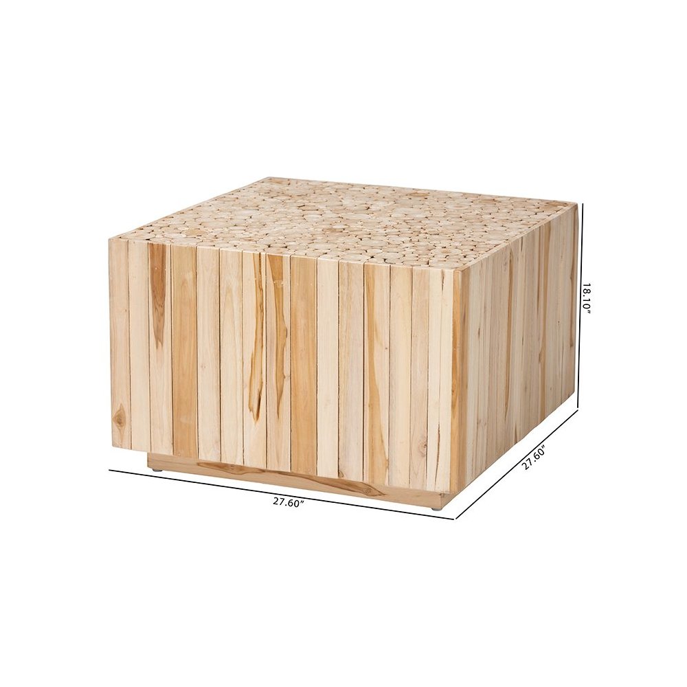 Bohemian Natural Teak Wood Coffee Table with Unique Repurposed Wood Logs