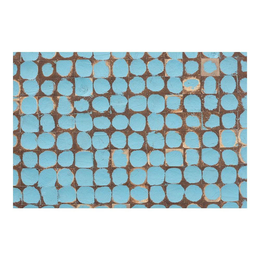 Janella Bohemian Sky Blue Coconut Shell and Acacia Wood End Table