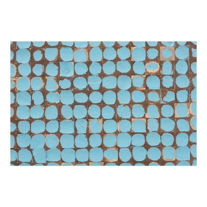 Janella Bohemian Sky Blue Coconut Shell and Acacia Wood End Table