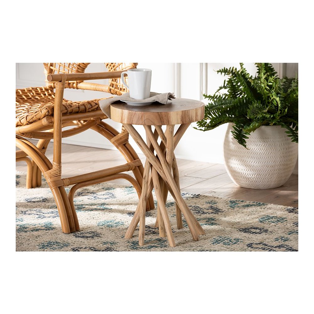 Liberte Natural Teak Wood End Table